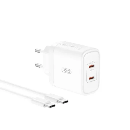 XO wall charger ce08 pd 50w 2x usb-c white + usb-c - usb-c cable ( GSM172517 )
