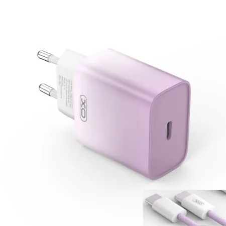 XO wall charger ce18 pd 30w 1x usb-c purple-white + cable usb-c - usb-c ( GSM176797 )
