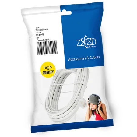 Zed electronic telefonski kabel sa konektorima, dužina 5 metara - T5-5WB