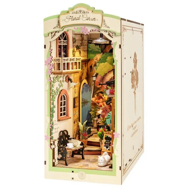 3D drvene puzzle/držač za knjige FLORAL CORNER