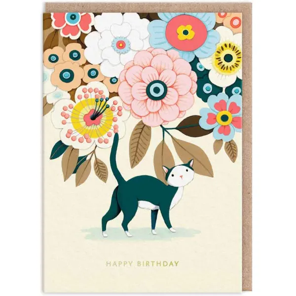 Čestitka Floral Kitty