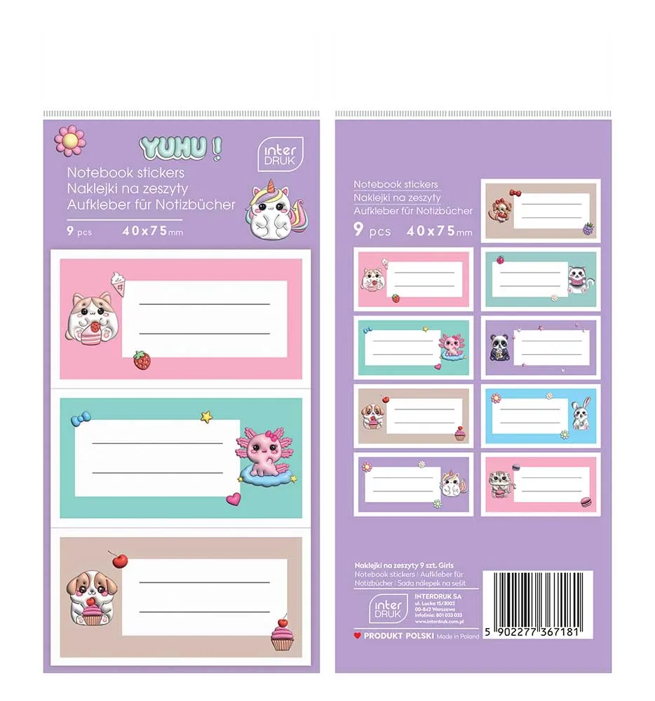 Nalepnice za sveske GIRLS 7,5 x 4 cm -