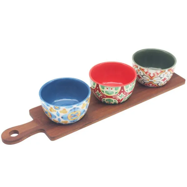 Set tri činije na dasci TUSCANY
