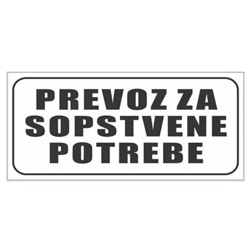 Nalepnica - Prevoz za sopstvene potrebe - srednja