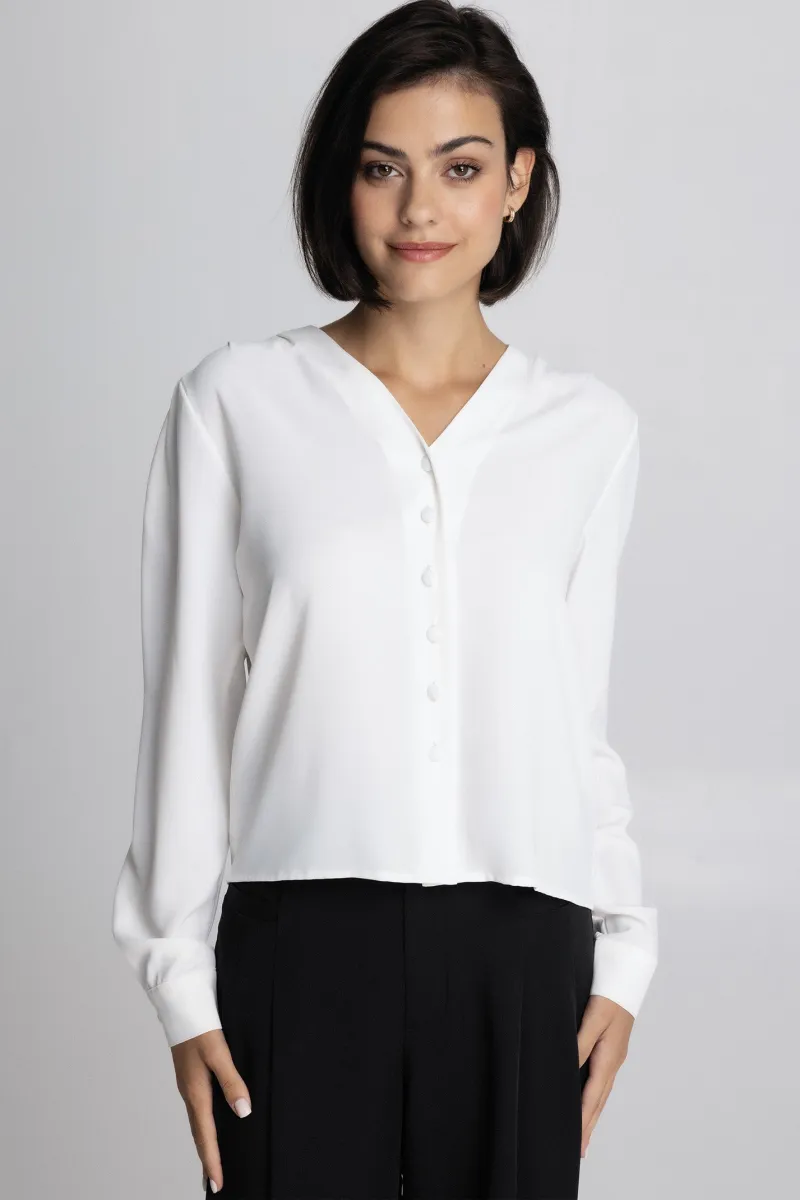 Bela bluza sa dugmićima
