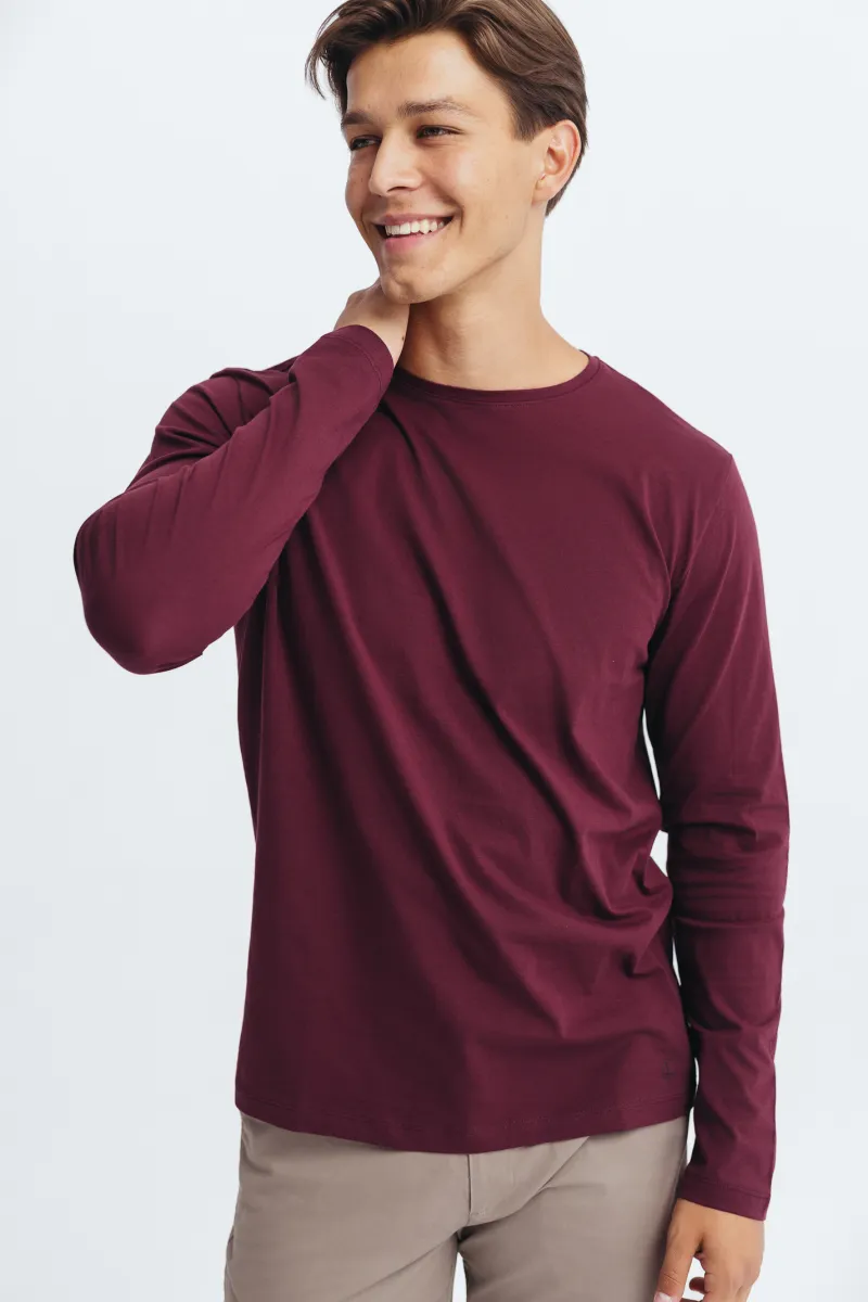 Bordo muška pamučna majica dugih rukava -basic model