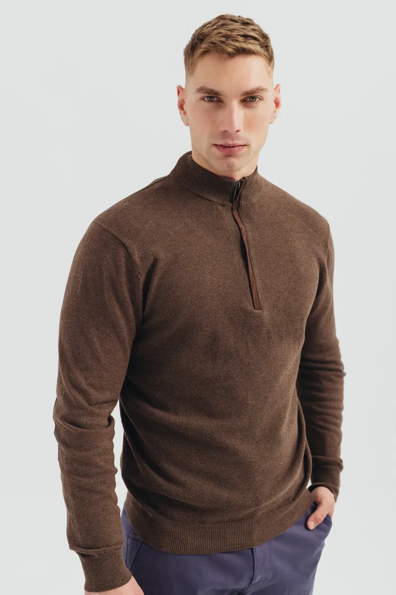 Braon muški džemper sa rajsferšlusom