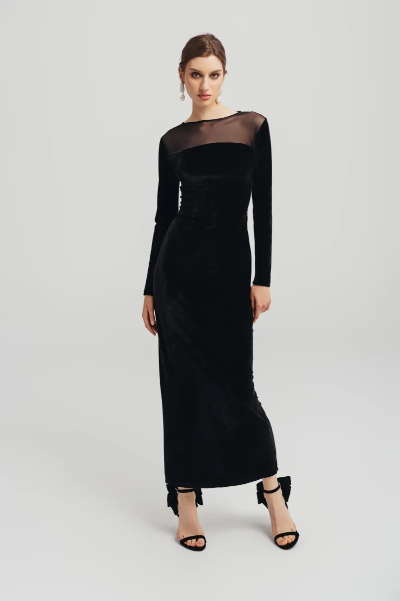 Crna elegantna duga haljina