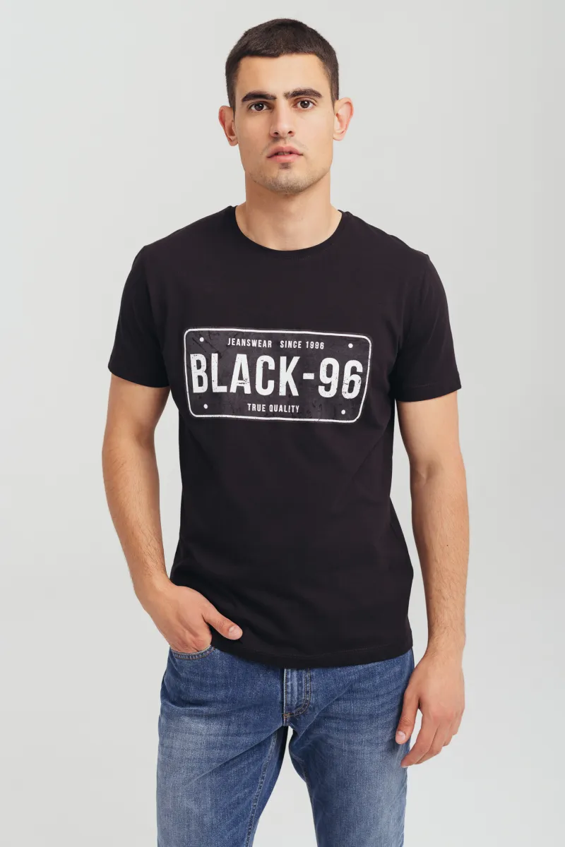 Crna muška pamučna majica sa retro printom BLACK-96