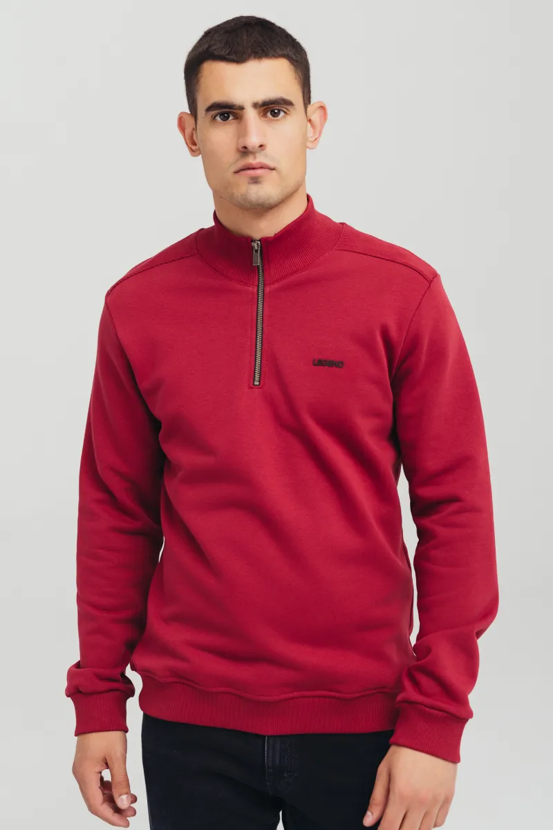 Crveni muški duks sa polu-zip zatvaranjem