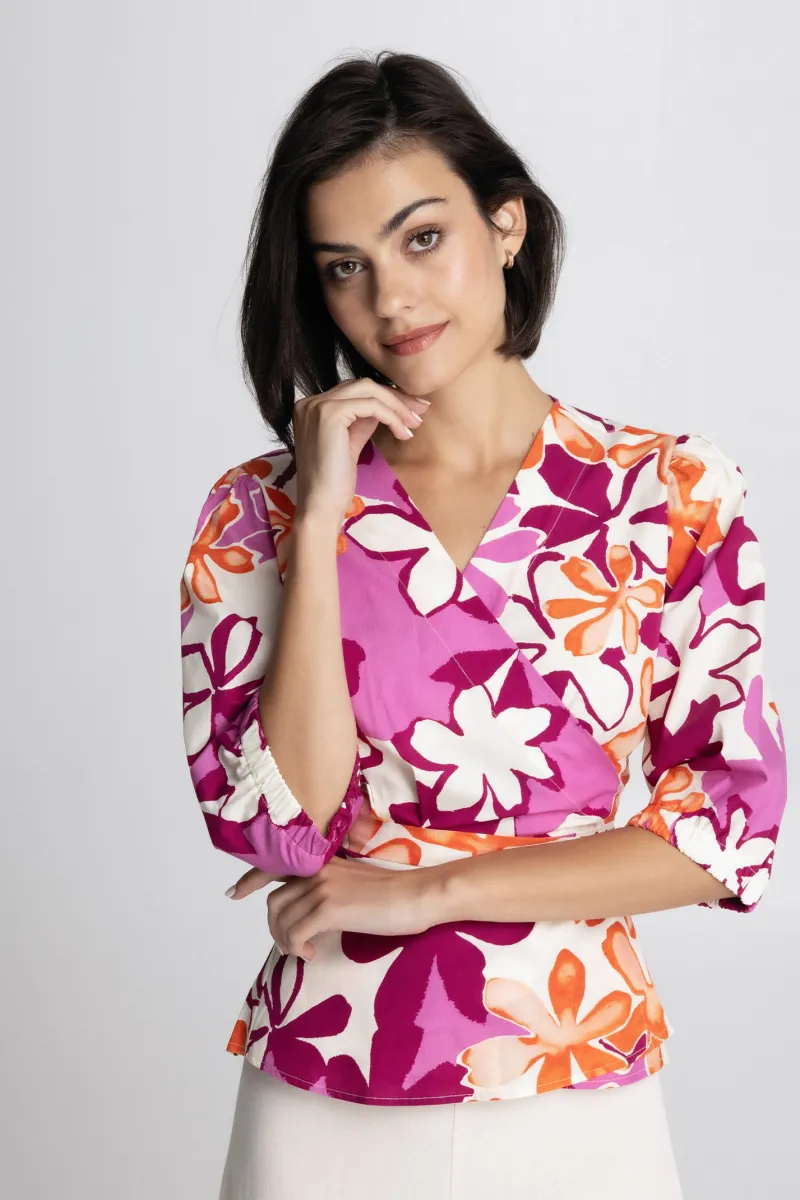 Ženska bluza sa floralnim printom u jarkim bojama
