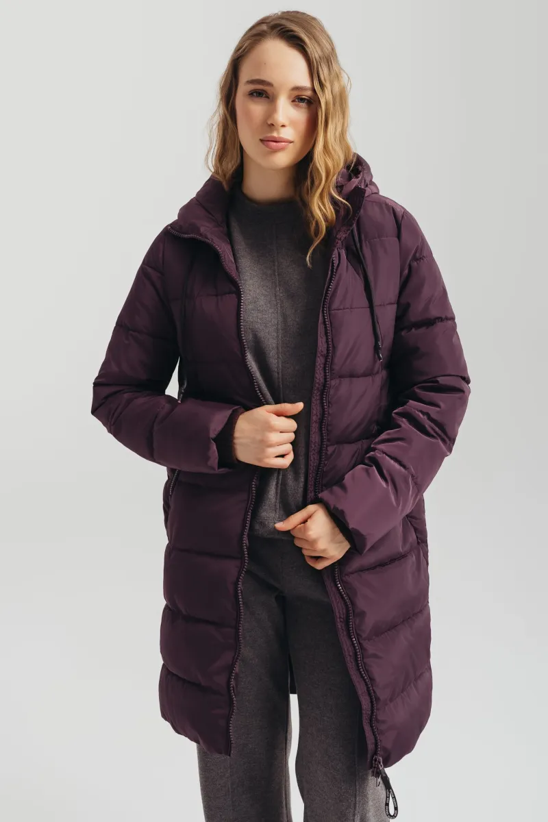 Ženska bordo duga jakna