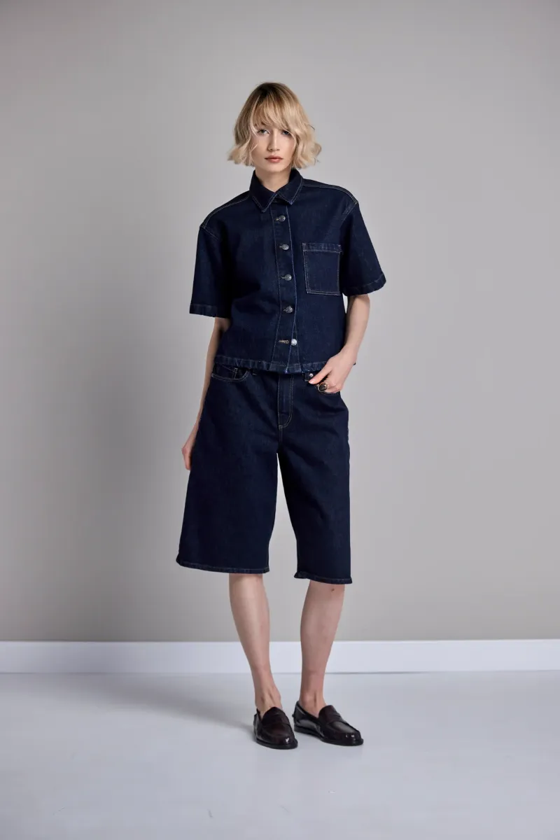 Ženska denim crop košulja
