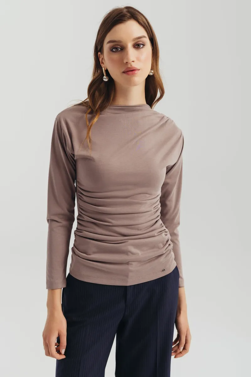 Ženska majica dugih rukava sa naborima