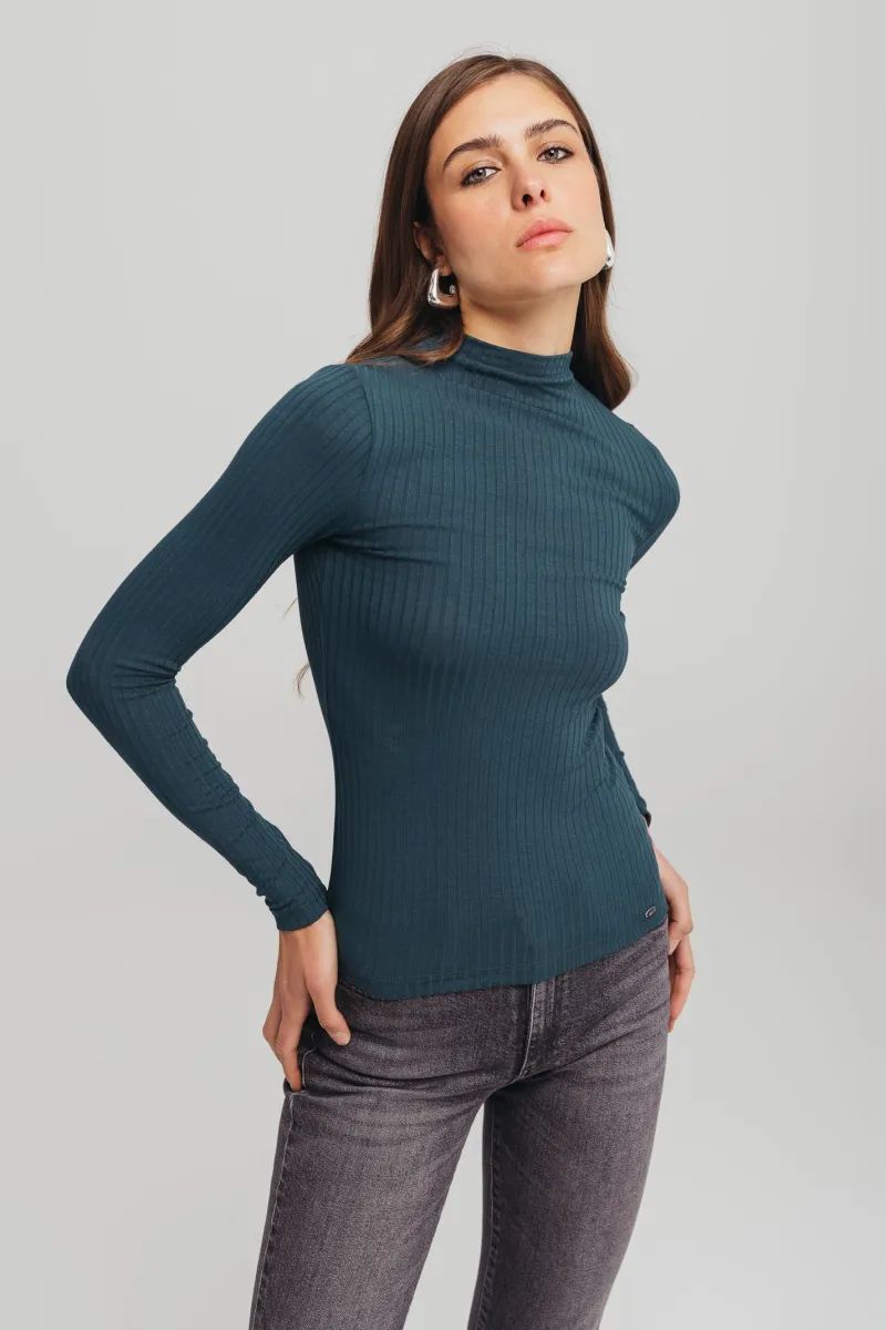 Ženska zelena rebrasta majica