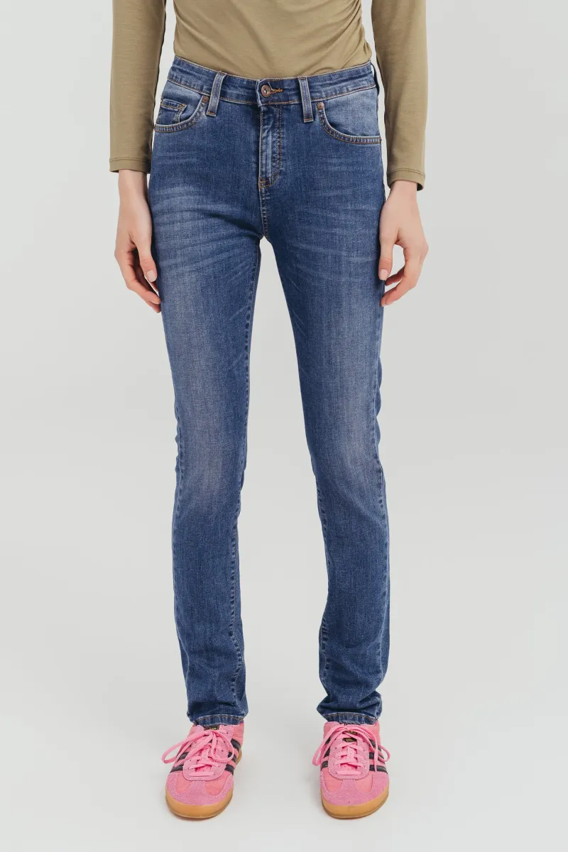 Ženske plave skinny farmerice sa visokim strukom -model 205