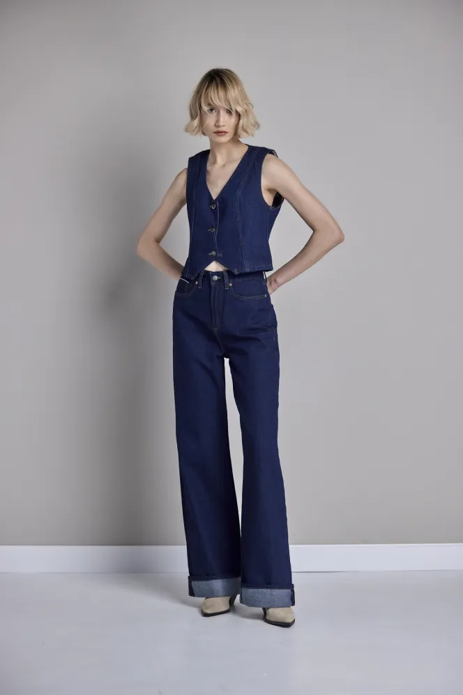 Ženske regular fit selvage wide leg farmerke - model 230