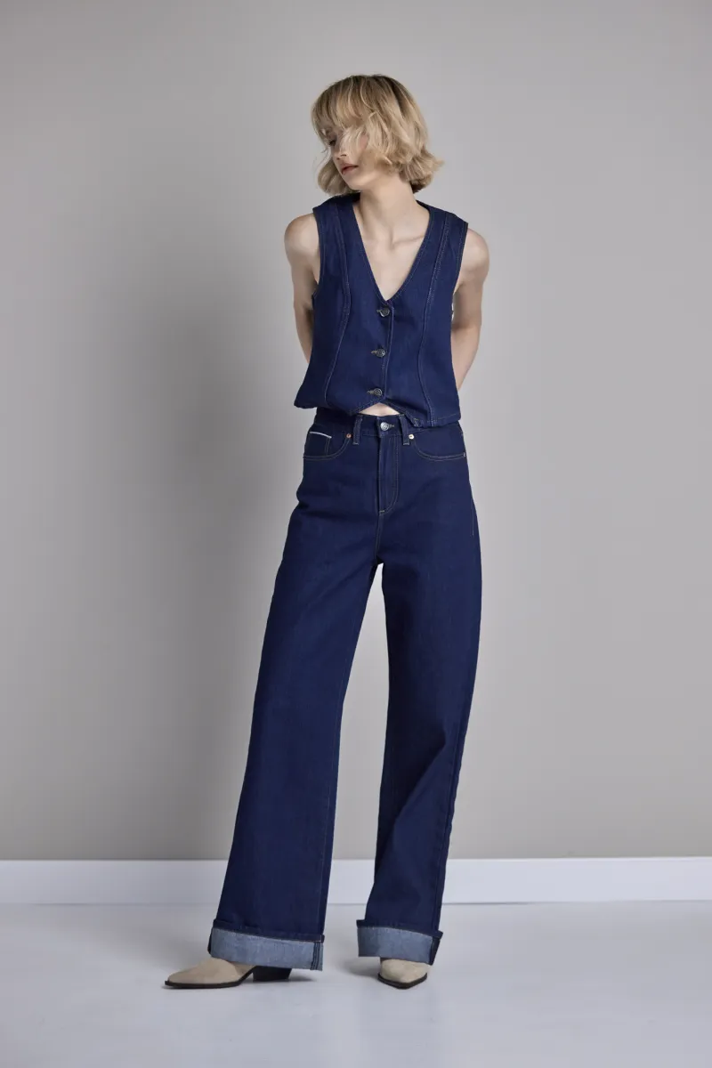 Ženske regular fit selvage wide leg farmerke - model 230