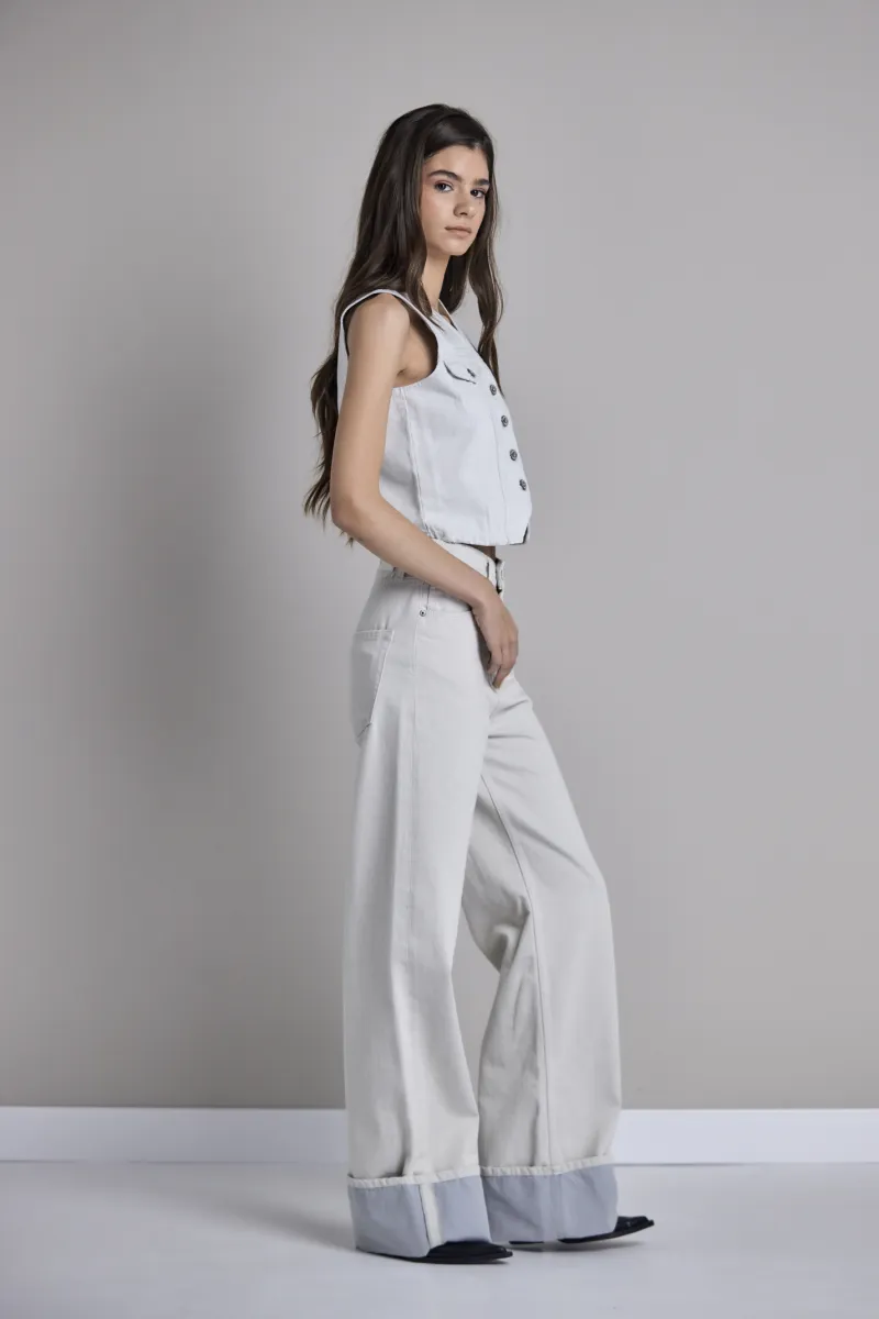 Ženske svetle wide leg farmerke dubokog struka - model 255