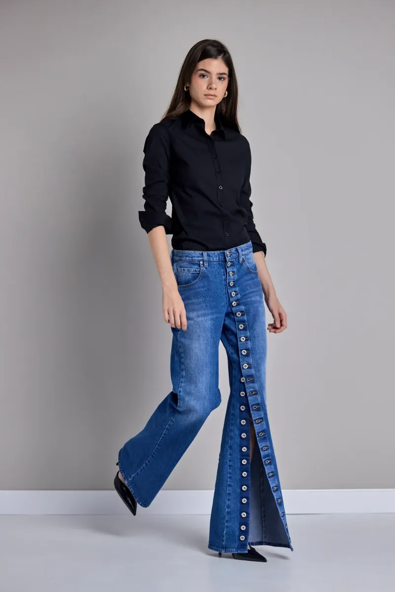 Ženske wide leg farmerke sa dugmićima - model 238