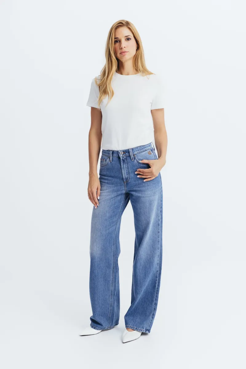 Ženske wide leg farmerke sa visokim strukom - model 245