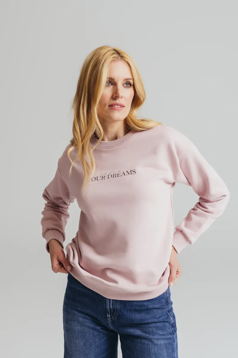 Ženski puder roze duks sa natpisom Your Dreams