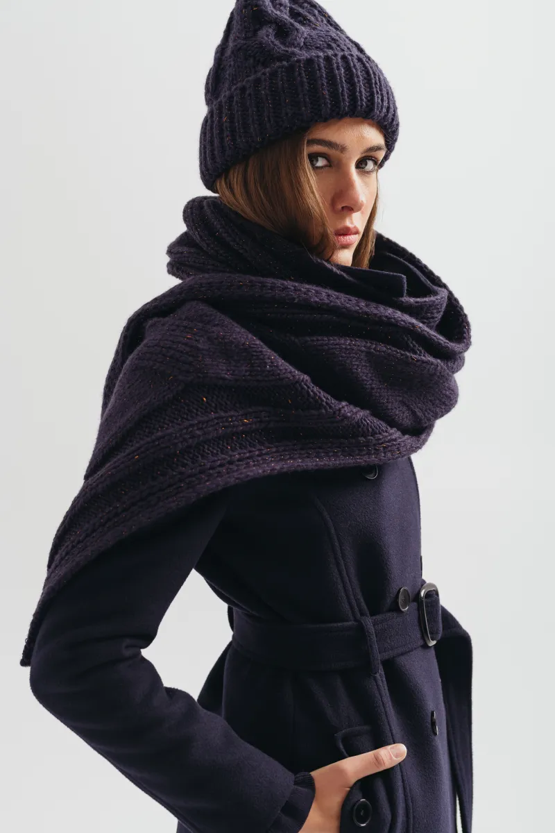 Ženski teget šal sa šljokicama