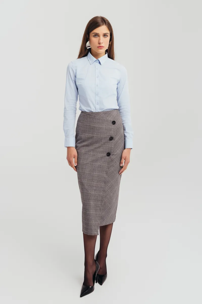 Karirana suknja midi dužine