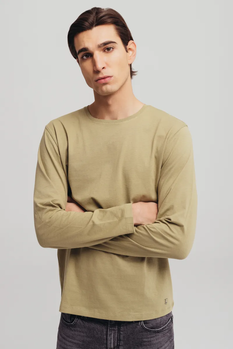 Maslinasto zelena muška majica dugih rukava -basic model