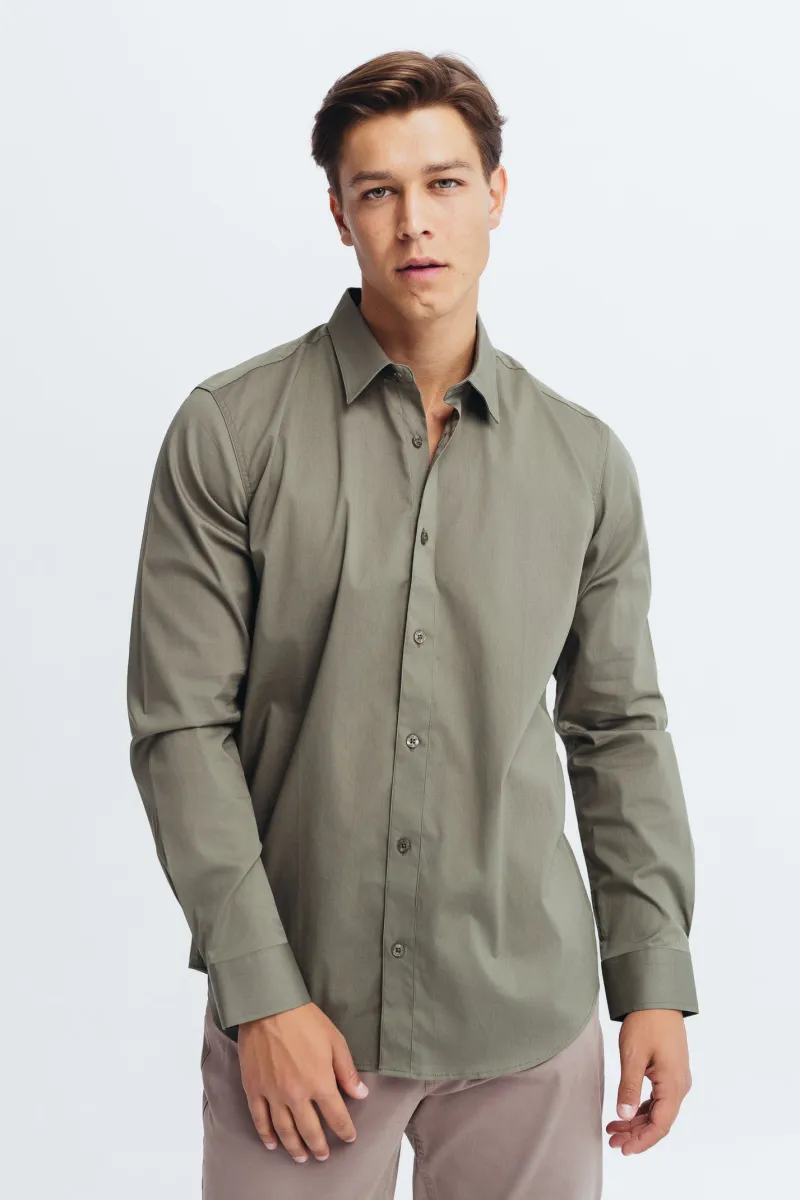Maslinasto zelena muška slim fit košulja