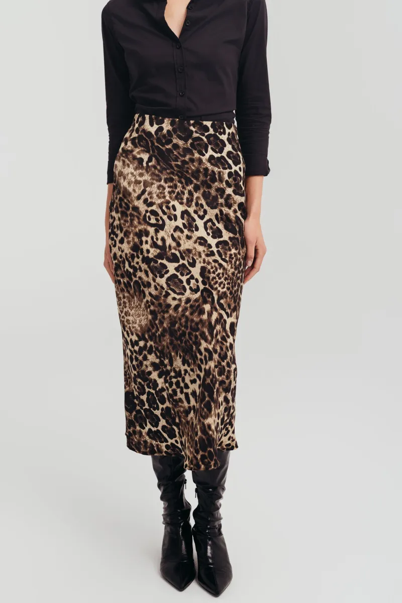 Midi suknja leopard print