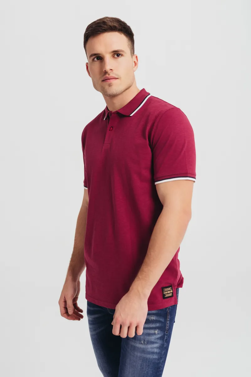Muška bordo polo majica sa kontrastnim detaljima