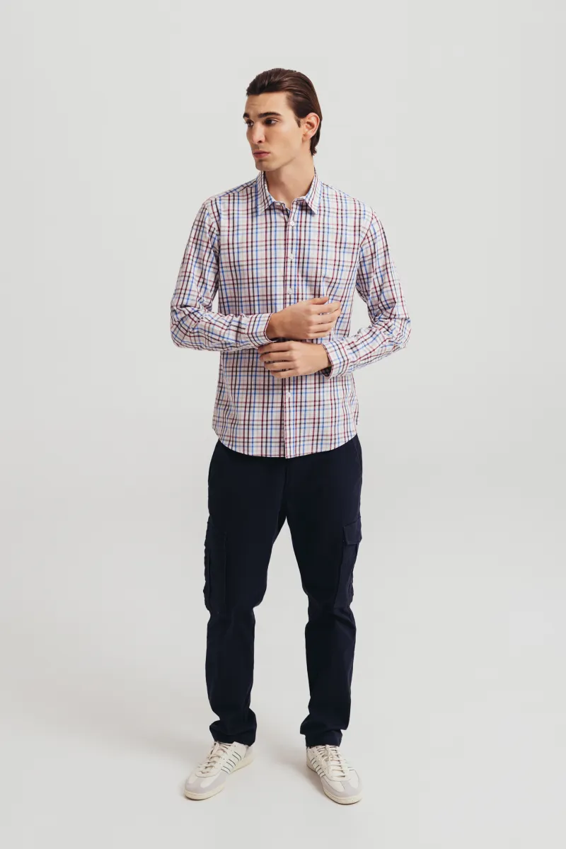 Muška plava karirana slim fit košulja