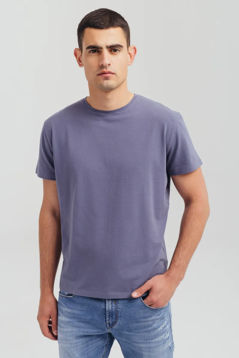 Muška plava pamučna majica sa natpisom - basic model