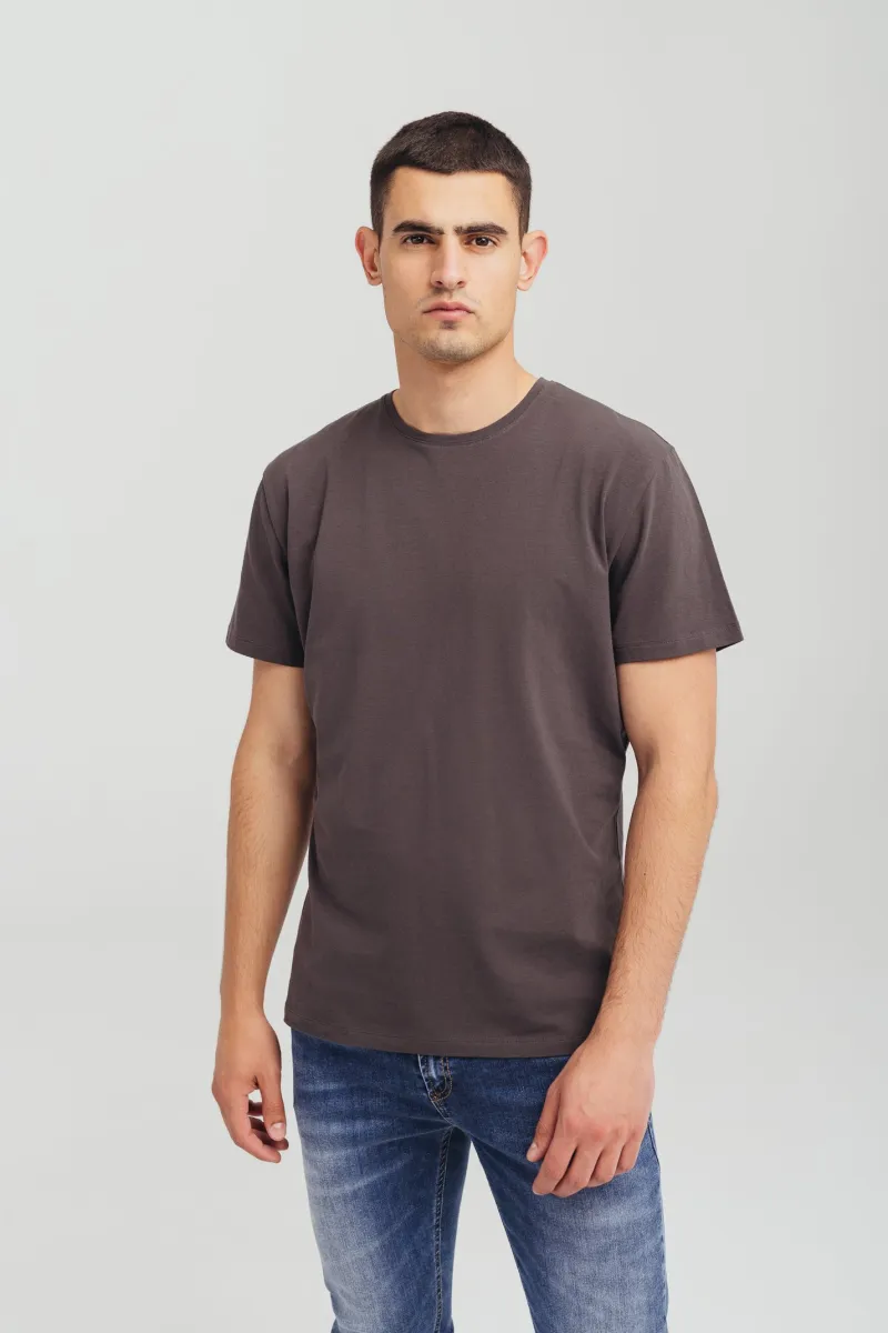 Muška siva pamučna majica sa natpisom - basic model