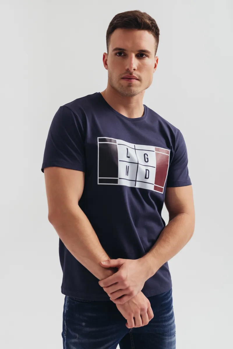 Muška teget majica sa grafičkim LGND printom
