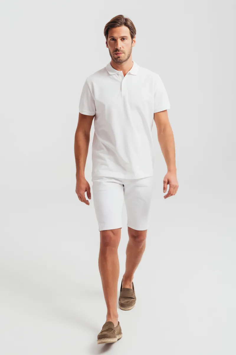 Muške bele slim fit teksas bermude