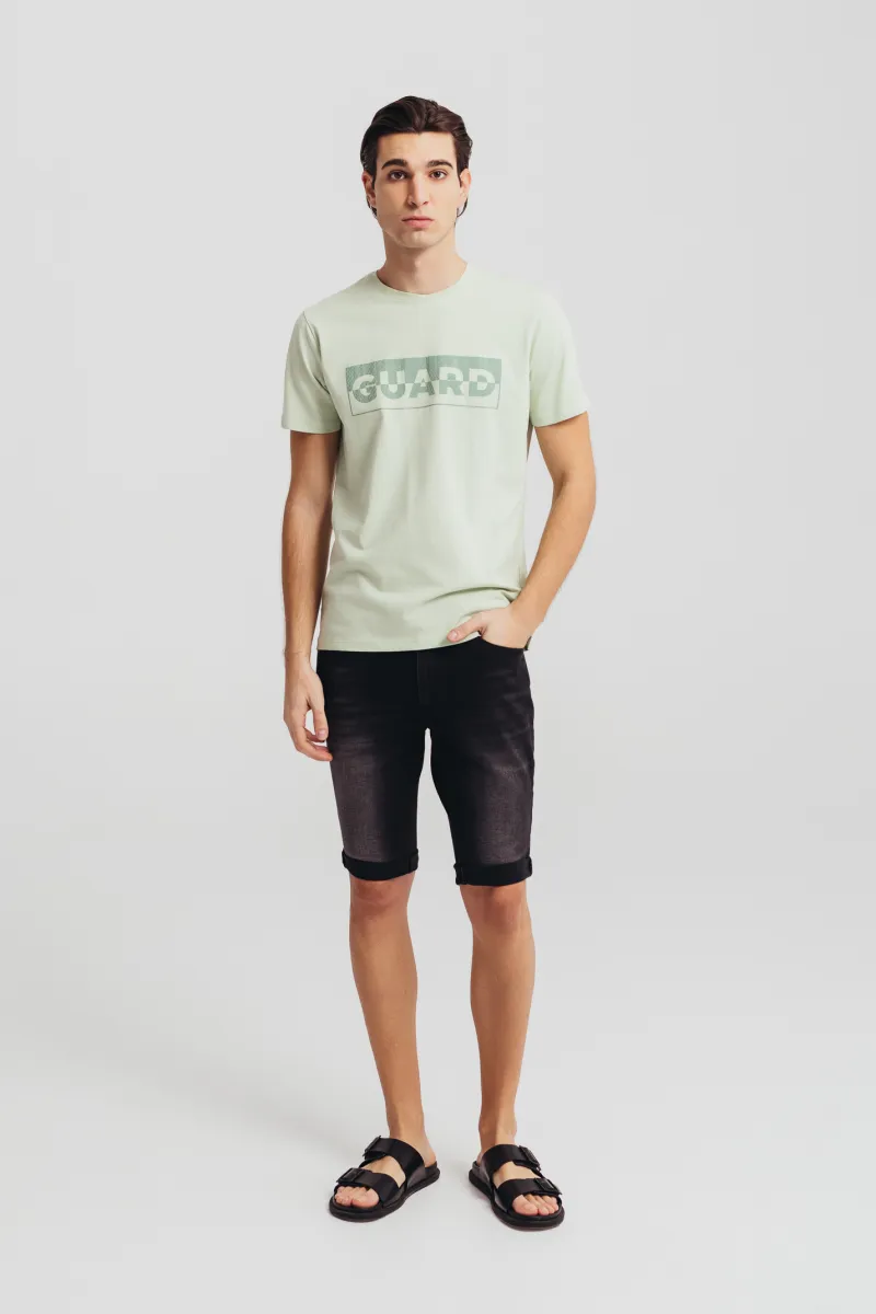 Muške crne slim fit teksas bermude