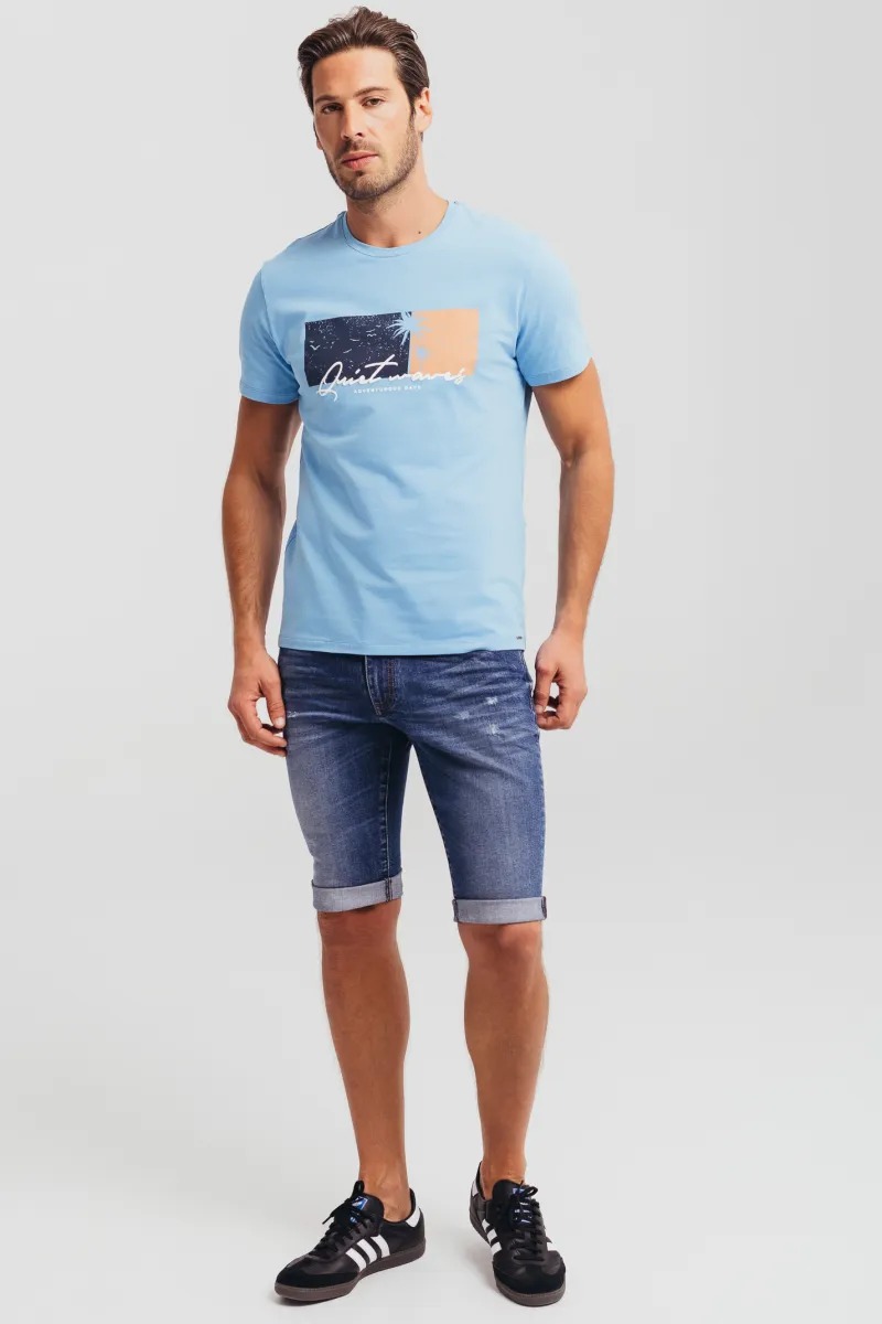 Muške plave slim fit teksas bermude