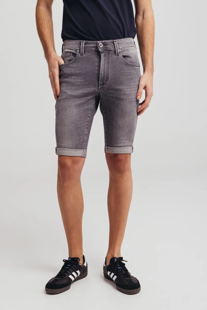 Muške sive slim fit teksas bermude