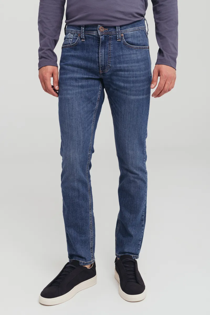 Muške slim fit farmerice sa ravnim nogavicama u plavoj boji -model 108