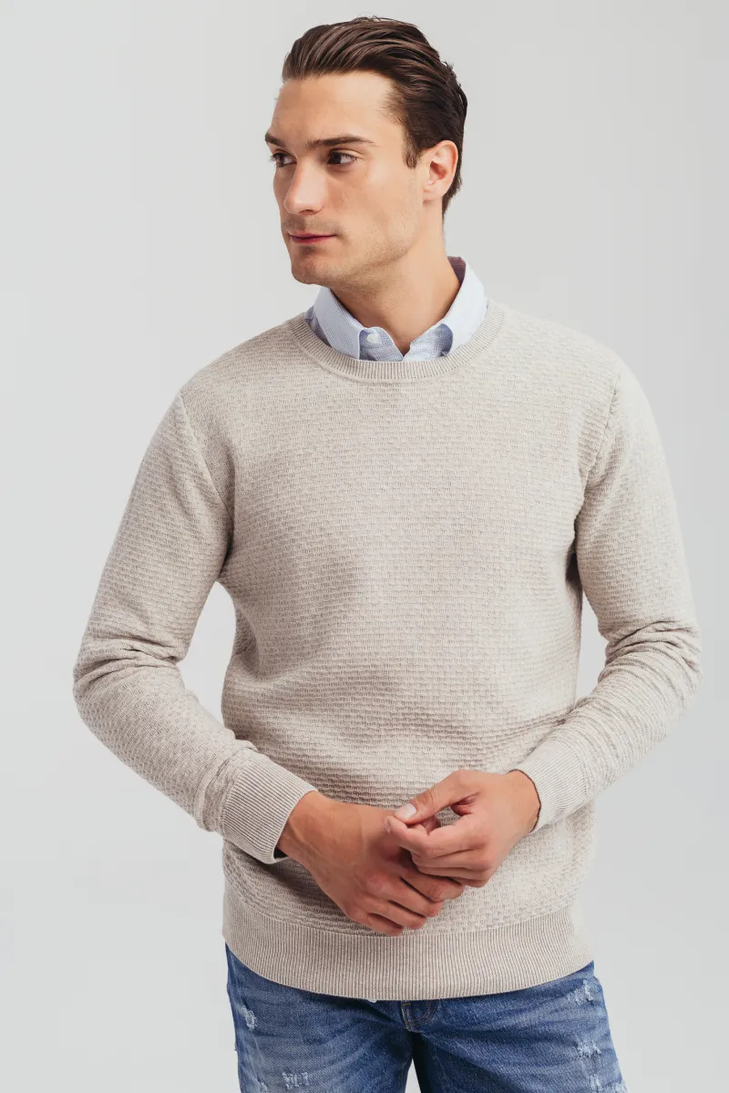 Muški bež pamučni džemper