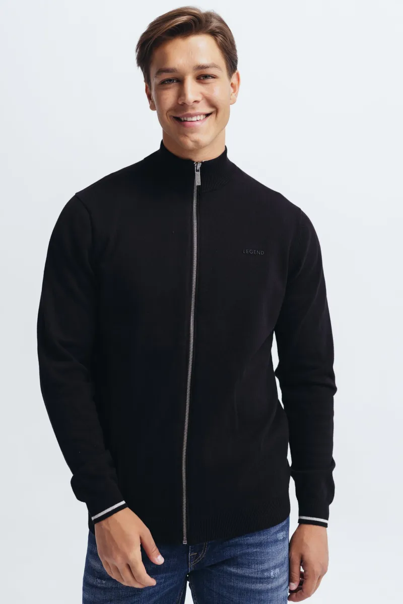 Muški crni džemper na rajsferšlus