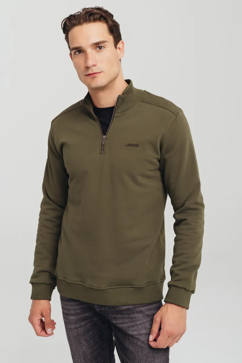 Muški maslinasto zeleni duks sa rajsferšlusom