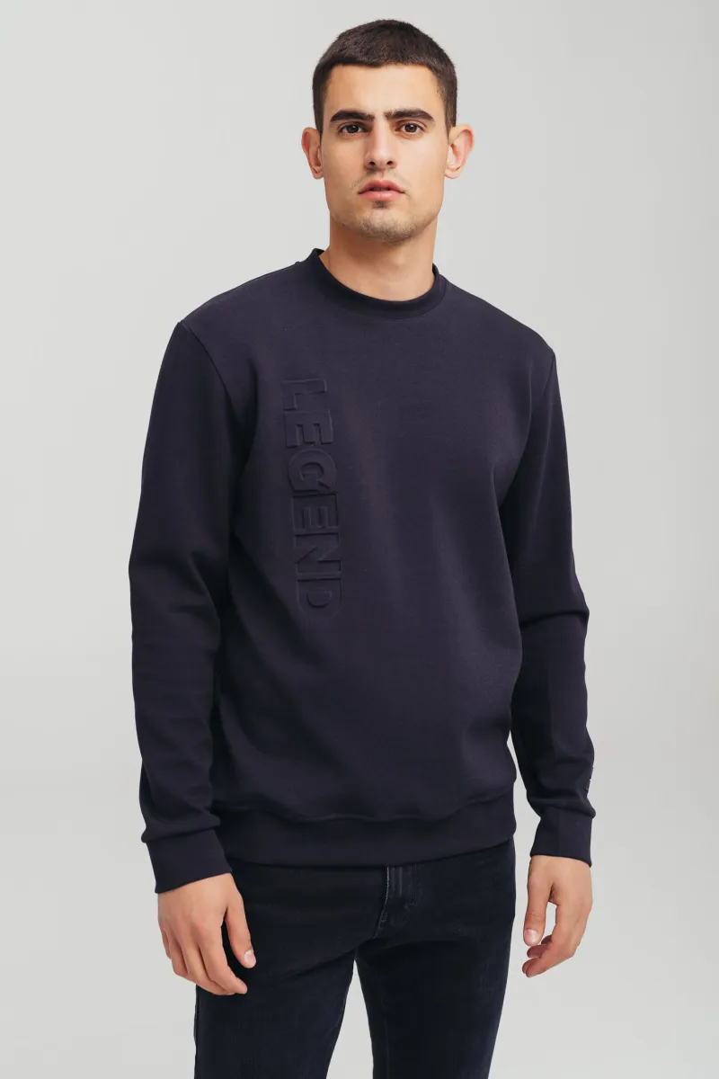 Muški teget duks sa reljefnim logom