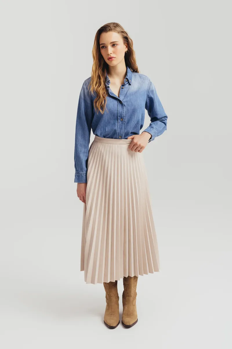 Plisirana suknja u bež boji