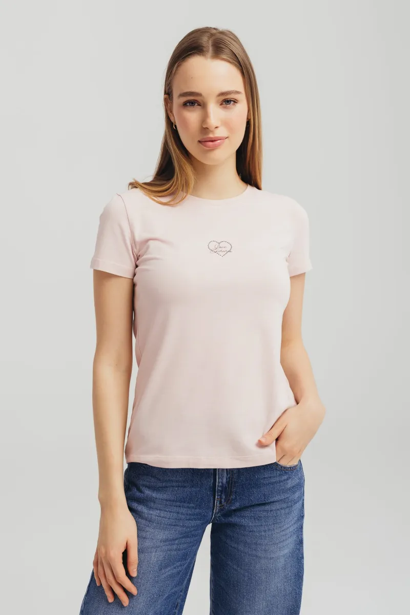 Roze ženska majica sa printom srca i natpisom Love Legend