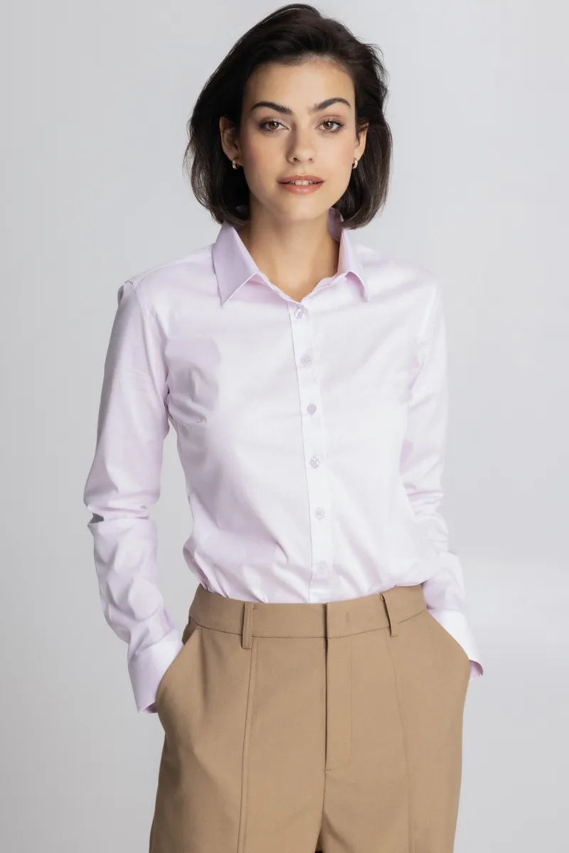 Roze ženska slim fit košulja -basic model