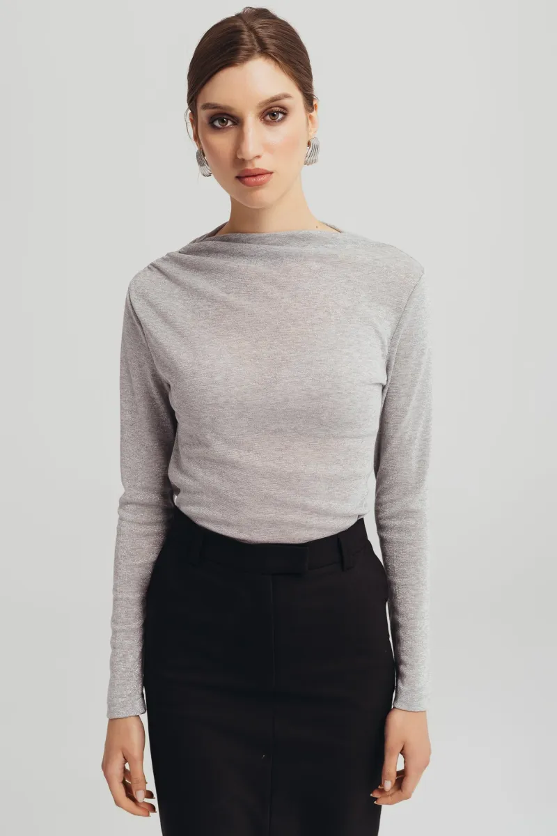 Siva majica dugih rukava sa blagim sjajem