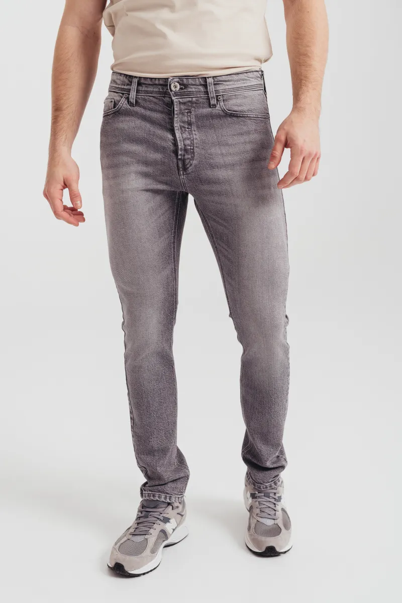 Skinny fit farmerke u sivoj boji sa srednjim strukom -model 115